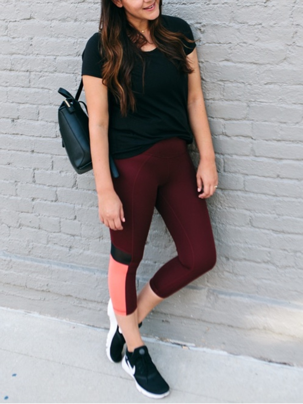 Zella Vertigo Red Tannin Colorblock Mesh Crop Leggings, XS - Picture 4 of 6